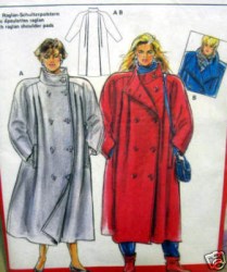6209 LONG BOXY 80S 2 BREASTED COAT burda PATTERN 10-20+40